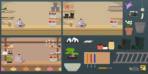 shop items and interior