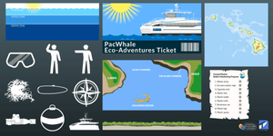 icons maps ticket and horizon background trees
