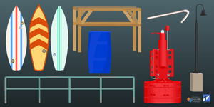 miscellaneous beach and harbour items