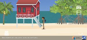 beach house and trees