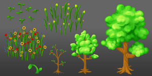 asset flowers and trees